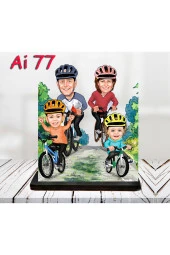 Özcan Tasarım Kişiye Özel Ahşap Biblo - Aile Karikatür Biblo - 4 Kişilik Aile Biblo 34 thumbnail 1