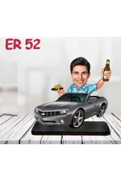 Özcan Tasarım Kişiye Özel Ahşap Biblo - Araba Kullanan Erkek Karikatür Biblo 19 thumbnail 1