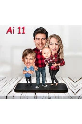 Özcan Tasarım Kişiye Özel Ahşap Biblo - Aile Karikatür Biblo - 4 Kişilik Aile Biblo 4 thumbnail 1