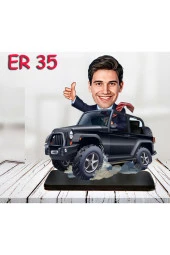 Özcan Tasarım Kişiye Özel Ahşap Biblo - Araba Kullanan Erkek Karikatür Biblo 2 thumbnail 1