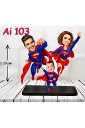 Özcan Tasarım Kişiye Özel Ahşap Biblo - Aile Karikatür Biblo - 3 Kişilik Aile Biblo 29 thumbnail 1