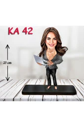 Özcan Tasarım Kişiye Özel Ahşap Biblo - Takım Elbiseli Kadın Karikatür Biblo 10 thumbnail 1