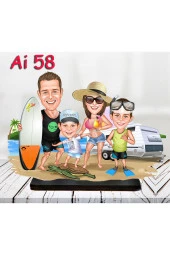 Özcan Tasarım Kişiye Özel Ahşap Biblo - Aile Karikatür Biblo - 4 Kişilik Aile Biblo 25 thumbnail 1