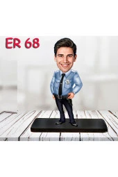 Özcan Tasarım Kişiye Özel Ahşap Biblo - Erkek Polis Karikatür Biblo 6 - 1