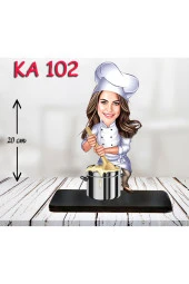 Özcan Tasarım Kişiye Özel Ahşap Biblo - Aşçı Kadın Karikatür Biblo 9 thumbnail 1