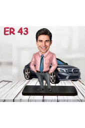 Özcan Tasarım Kişiye Özel Ahşap Biblo - Araba Kullanan Erkek Karikatür Biblo 10 thumbnail 1