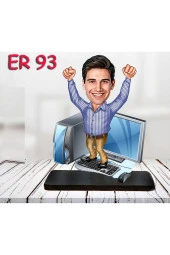 Özcan Tasarım Kişiye Özel Ahşap Biblo - Masa Başı Karikatür Biblo - Erkek Biblo 3 thumbnail 1