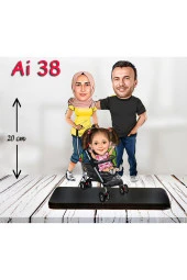 Özcan Tasarım Kişiye Özel Ahşap Biblo - Aile Karikatür Biblo - 3 Kişilik Aile Biblo 12 thumbnail 1