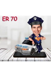 Özcan Tasarım Kişiye Özel Ahşap Biblo - Erkek Polis Karikatür Biblo 8 thumbnail 1