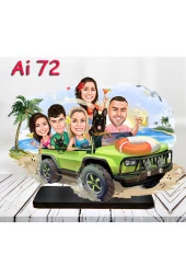 Özcan Tasarım Kişiye Özel Ahşap Biblo - Aile Karikatür Biblo - 5 Kişilik Aile Biblo 10 thumbnail 1