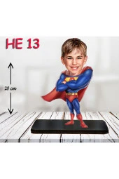 Özcan Tasarım Kişiye Özel Ahşap Biblo - Erkek Çocuk Karikatür Biblo - Kahraman 3 thumbnail 1