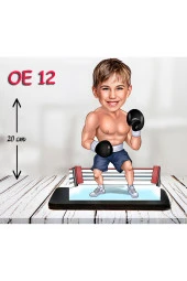 Özcan Tasarım Kişiye Özel Ahşap Biblo - Erkek Çocuk Karikatür Biblo - Bokscu Biblo 2 thumbnail 1