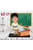Özcan Tasarım Kişiye Özel Ahşap Biblo - Kadın Öğretmen Karikatür Biblo - Öğretmen Biblo 17 thumbnail 1