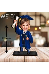 Özcan Tasarım Kişiye Özel Ahşap Biblo - Erkek Çocuk Karikatür Biblo - Mezuniyet Biblo thumbnail 1