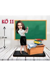 Özcan Tasarım Kişiye Özel Ahşap Biblo - Kadın Öğretmen Karikatür Biblo - Öğretmen Biblo 11 thumbnail 1