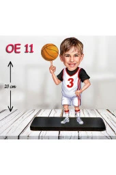 Özcan Tasarım Kişiye Özel Ahşap Biblo - Erkek Çocuk Karikatür Biblo - Basketbolcu Biblo 2 - 1