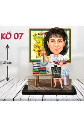 Özcan Tasarım Kişiye Özel Ahşap Biblo - Kadın Öğretmen Karikatür Biblo - Öğretmen Biblo 7 thumbnail 1