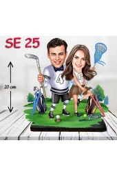 Özcan Tasarım Kişiye Özel Ahşap Biblo - Sporcu Çift Biblosu thumbnail 1