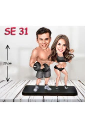 Özcan Tasarım Kişiye Özel Ahşap Biblo - Sporcu Çift Biblosu 2 thumbnail 1