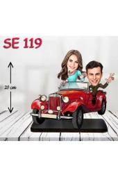 Özcan Tasarım Kişiye Özel Ahşap Biblo - Araba Kullanan Çift 4 thumbnail 1