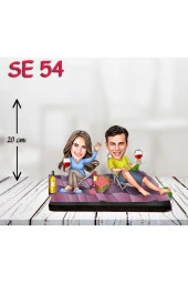 Özcan Tasarım Kişiye Özel Ahşap Biblo - Tatilci Çift Biblosu thumbnail 1