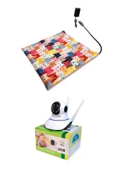 Powertec Evcil Hayvan İzleme Güvenlik Kamerası ve Isıtıcılı Kedi Köpek minderi set 45cmx45cm 12v - 1