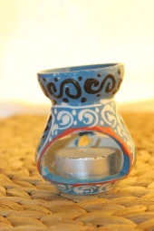 Buhardanlık Seramik El İşi Çini Motifli Buhurdanlık Mini MKS thumbnail 5