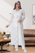 Mecit 6060 Bayan Ekru Sabahlık Gecelik Pijama Hamile Lohusa Set - 3