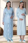 Mecit 6060 Bayan Mavi Sabahlık Gecelik Pijama Hamile Lohusa Set thumbnail 2