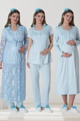 Mecit 6060 Bayan Mavi Sabahlık Gecelik Pijama Hamile Lohusa Set thumbnail 6
