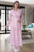 Mecit 6060 Bayan Pembe Sabahlık Gecelik Pijama Hamile Lohusa Set - 3
