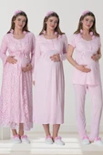 Mecit 6060 Bayan Pembe Sabahlık Gecelik Pijama Hamile Lohusa Set thumbnail 7