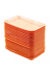 Tek Kullanımlık Köpük 2000 Gr. Turuncu Servis Et Kıyma Saklama Tepsi Tabak -265x175x35mm. -100 Adet thumbnail 1