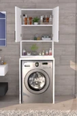 Moonlife Üst Dolaplı Çok Amaçlı Çamaşır Makinesi Dolabı Beyaz - 4