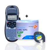 Dymo Letratag Etiket Yazcı ve 10 Adet EcotagPlus Şerit Etiket 12 mm x 4 mt Plastik Sarı - 1