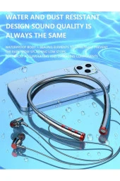 kablosuz kulaklıklar boyun bandı Bluetooth 5.2 kulaklık Mic ile spor kulaklık gürültü azaltma - 4