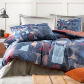 Özdilek Çift Kişilik Saten Nevresim Takımı SoftLife Lacivert Colored Shape - 1