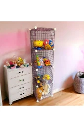 4 Bölmeli Tel Küp Çok Amaçlı Organizer Raf Pembe 33cm Mutfak, Oyuncak, Kiler, Depolama Rafı - 4