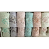 Fiesta Home Papatya Asorti 3D Nakışlı 50x90 30x50 Analı Kızlı 12Li Havlu Seti - 1