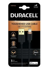 Duracell 2m Lightning to USB-A Örgülü Şarj Kablosu - Siyah - 1