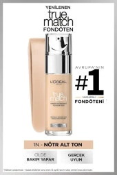 L'Oreal Paris True Match Bakım Yapan Fondöten 1N IVORY - 1