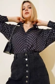 Nokta Desenli Gömlek Siyah - 1