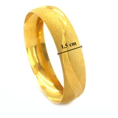 Altın Kaplama Dalgalı Simli 1.5 cm Bilezik BLZ-3054 - 3