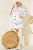 Çift Çizgili Tunik Beyaz thumbnail 2