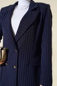 Çizgili Blazer Ceket Lacivert thumbnail 4