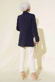 Çizgili Blazer Ceket Lacivert - 3