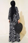 Desenli Bel Tünelli Elbise Siyah thumbnail 3