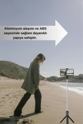 Qpen ZP23 Ayarlanabilir BT 4.0 Kontrollü Tripodlu Selfie Çubuğu thumbnail 4