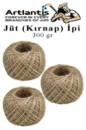 Jüt İpi Kırnap 300 Metre Mumlu Kırnap İplik Jüt İp Kendir İp Süs Naturel Doğal İplik Hasır İplik Çuval İp - 1