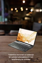 Qpen Samsung Galaxy X800 Tab S8 Plus Uyumlu 12.4 inç Klavyeli Tablet Kılıf thumbnail 4